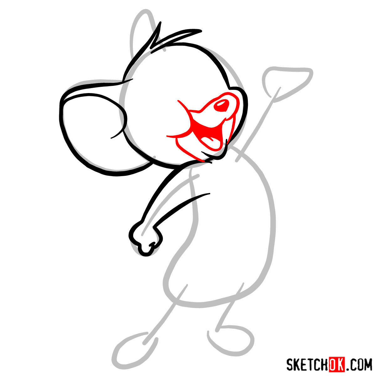 How to draw Jerry Mouse - step 04