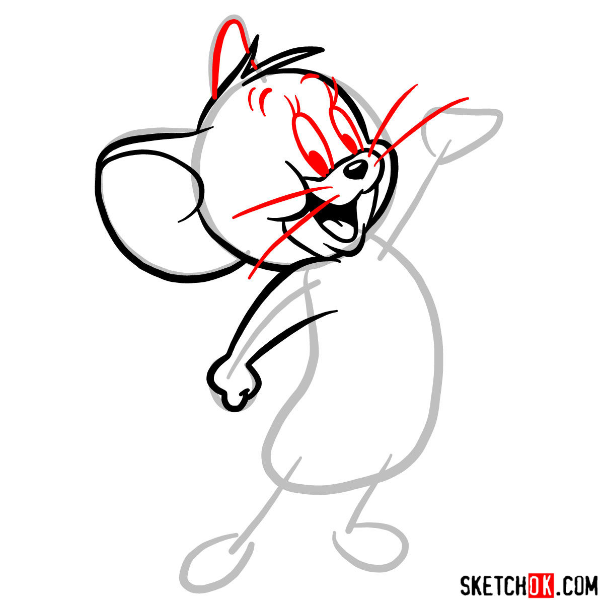 How to draw Jerry Mouse - step 05