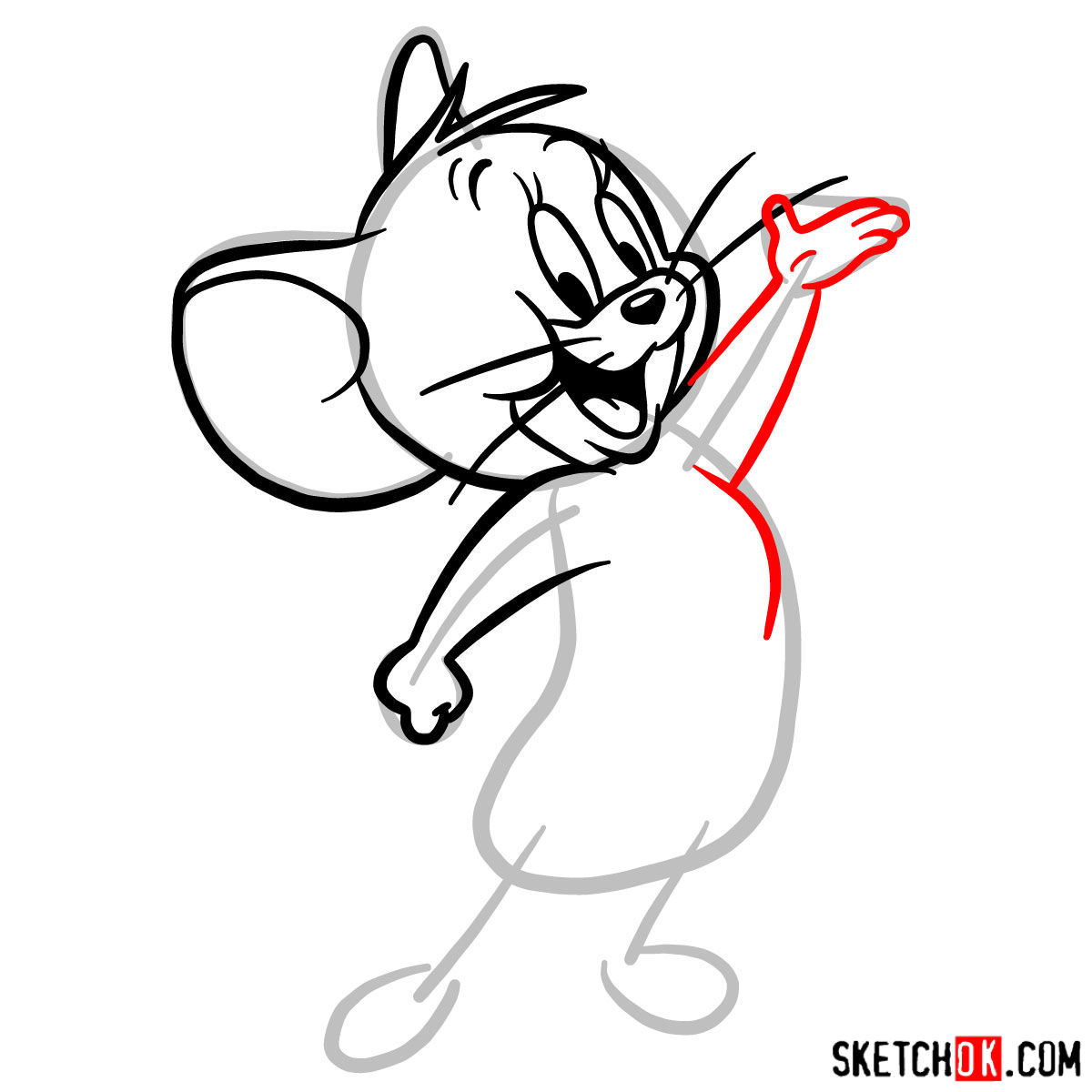 How to draw Jerry Mouse -  step 06