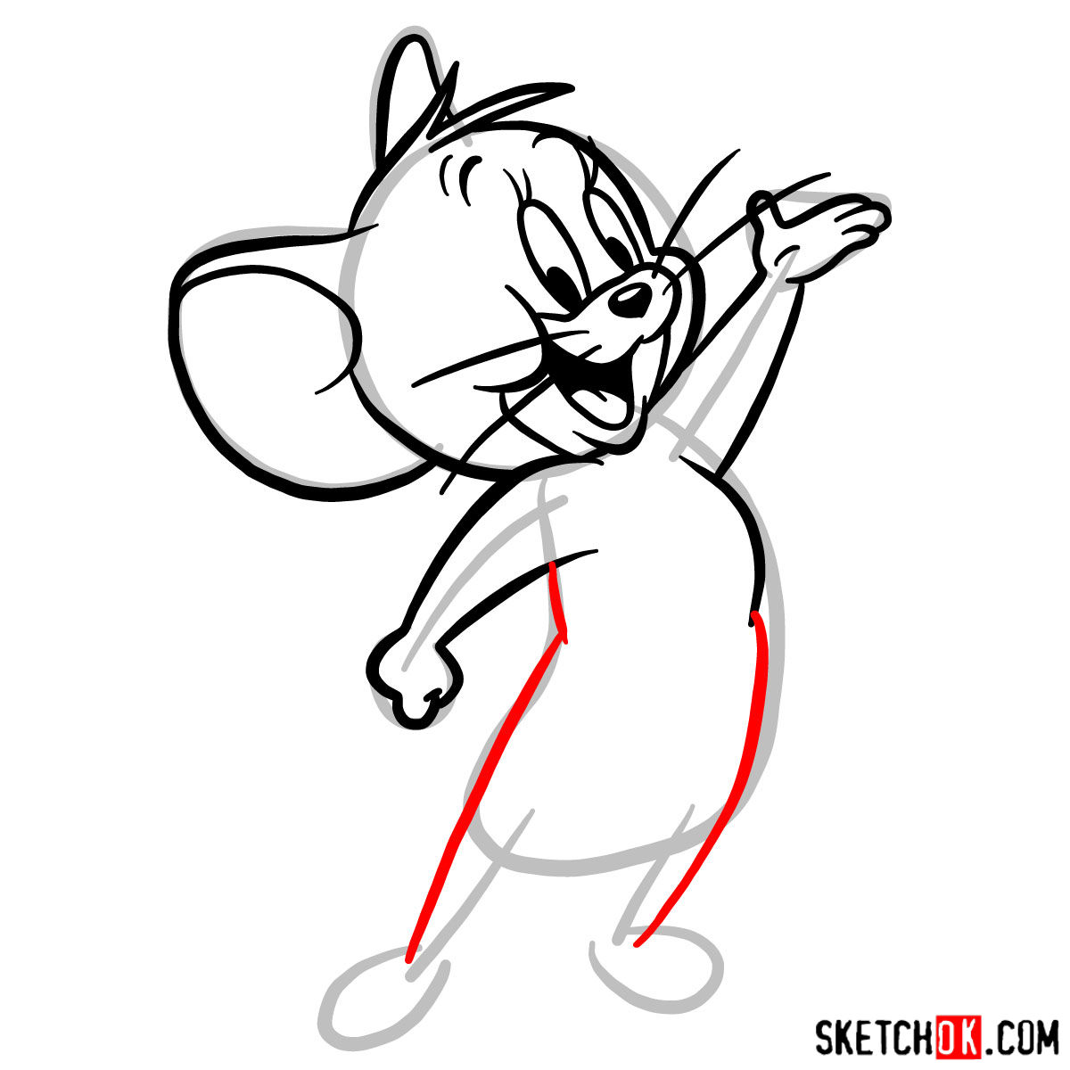 How to draw Jerry Mouse - step 07
