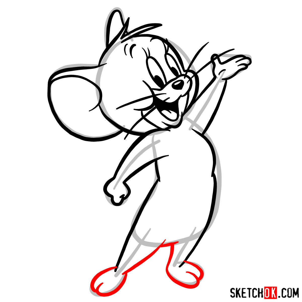 How to draw Jerry Mouse - step 08