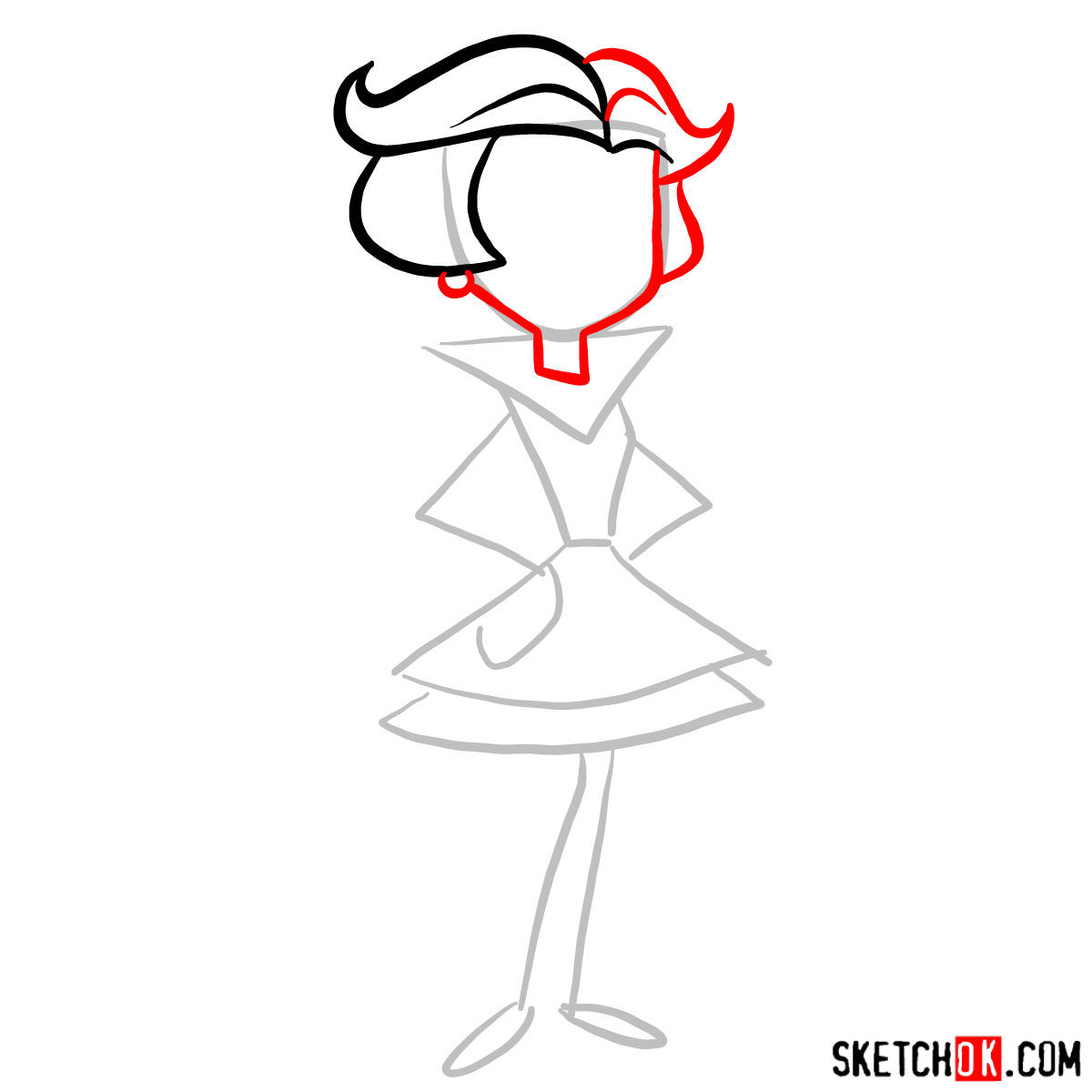 How to draw Jane Jetson - step 03