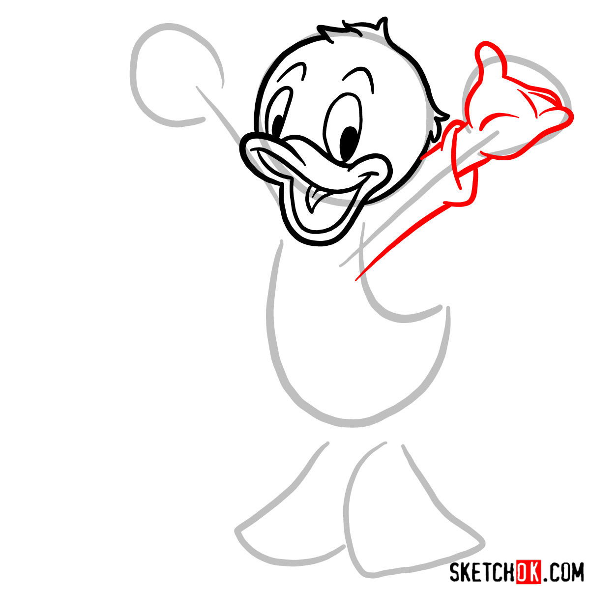 How to draw Louie Duck - step 05