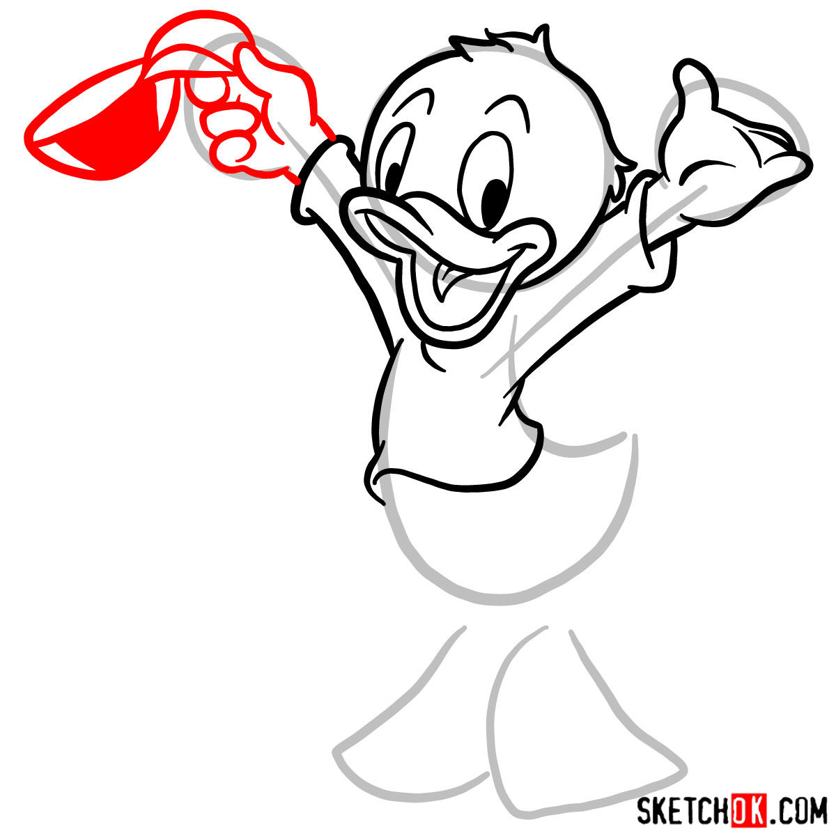 How to draw Louie Duck - step 07