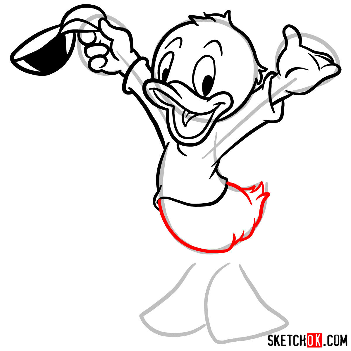 How to draw Louie Duck - step 08