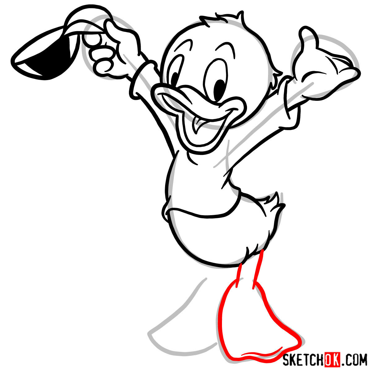 How to draw Louie Duck - step 09