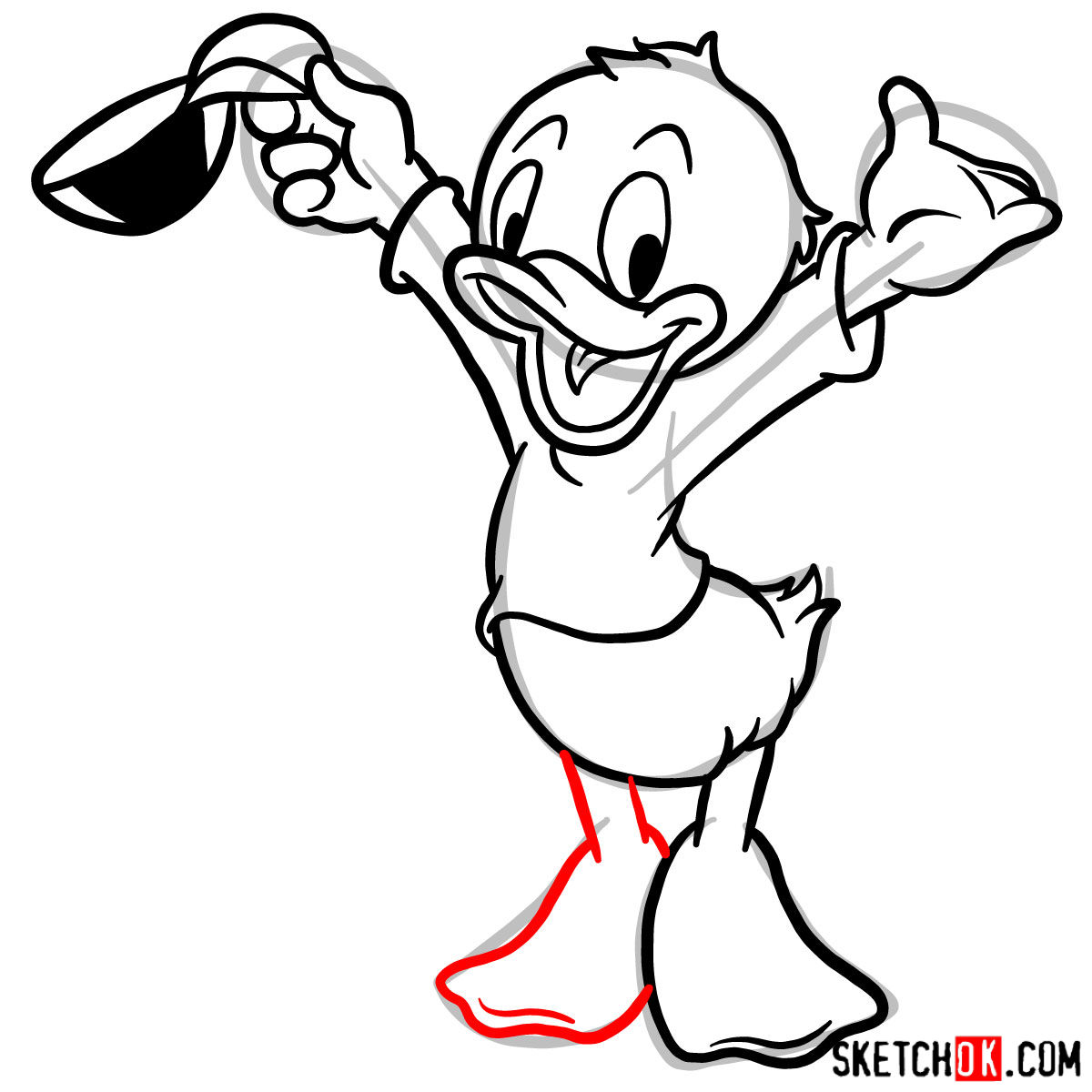 How to draw Louie Duck - step 10