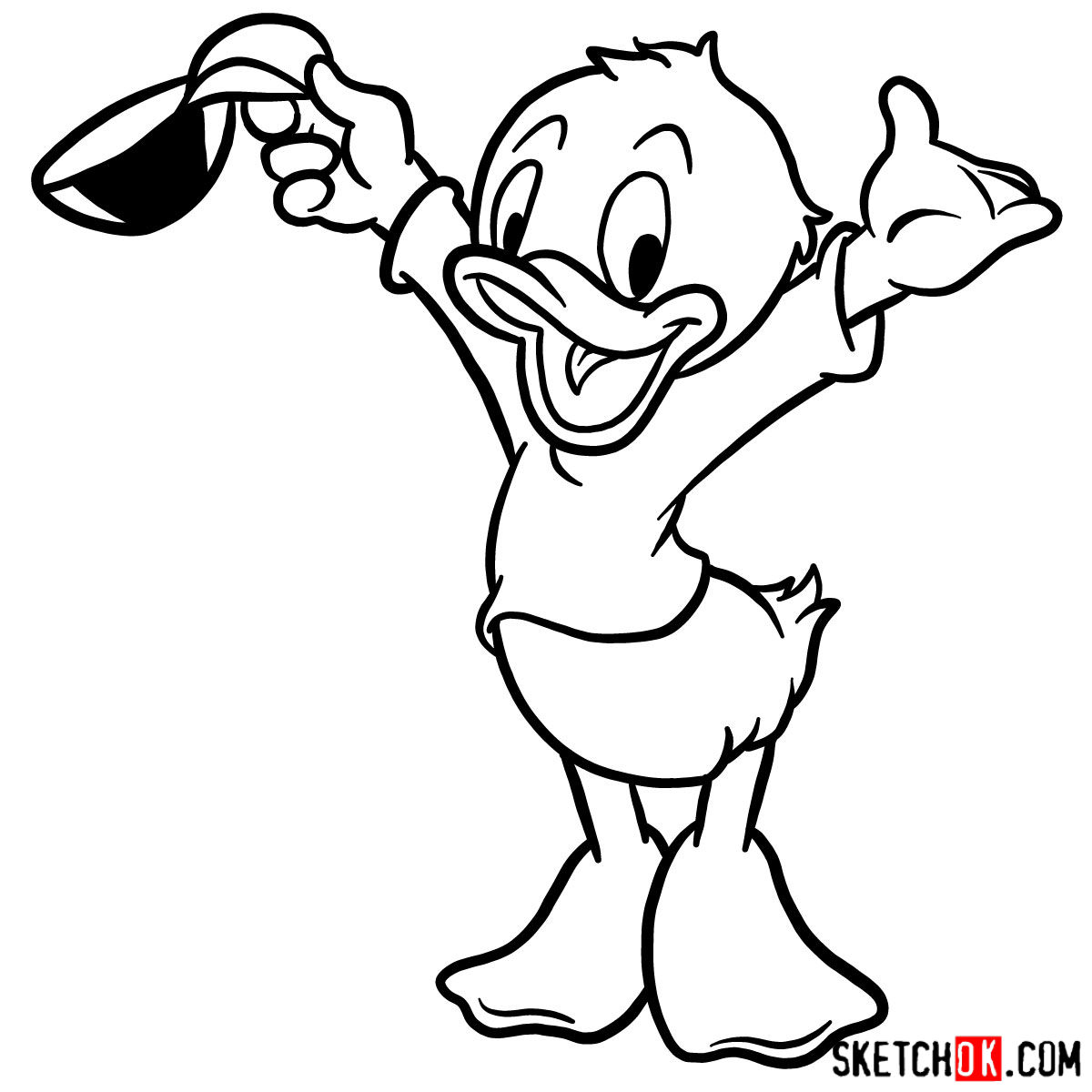 How to draw Louie Duck - step 11