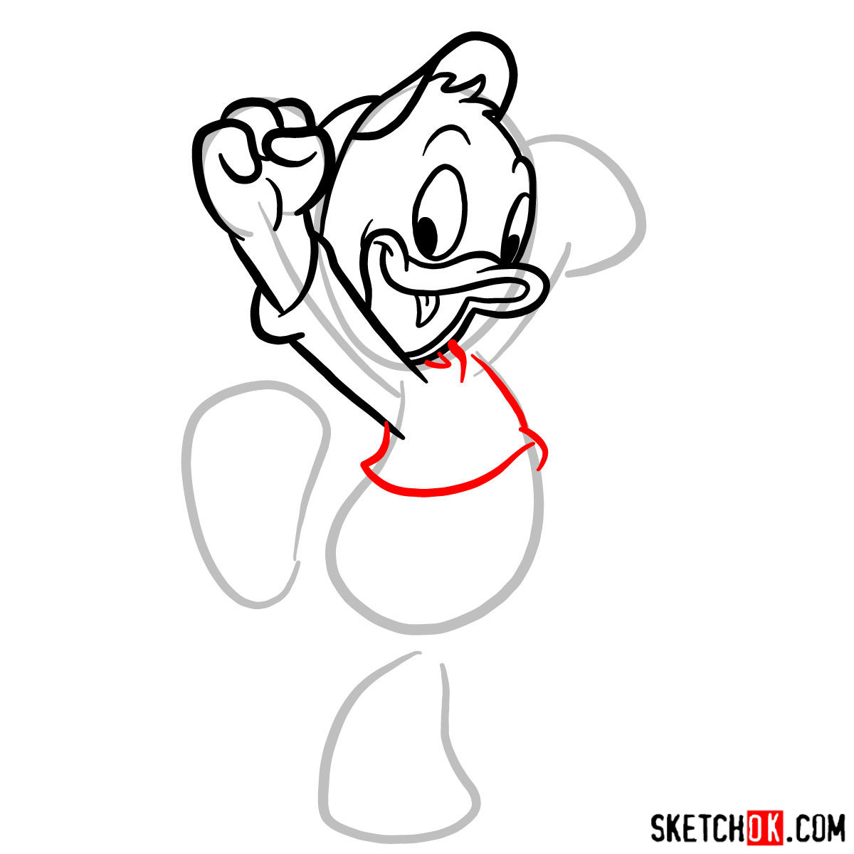 How to draw Dewey Duck - step 04