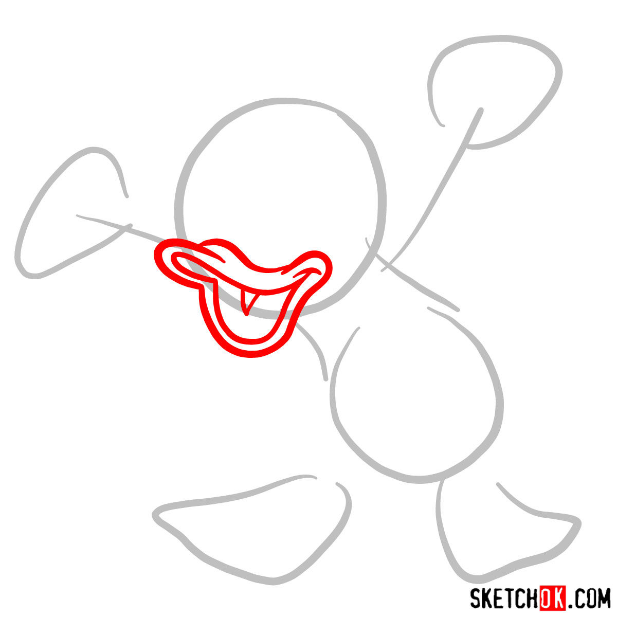 How to draw Huey Duck - step 02