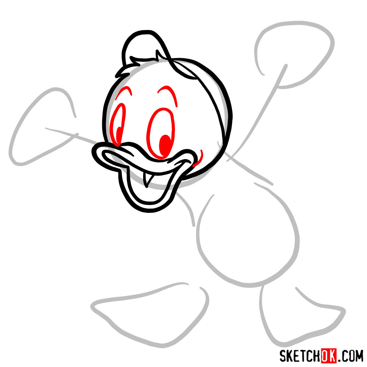How to draw Huey Duck - step 04