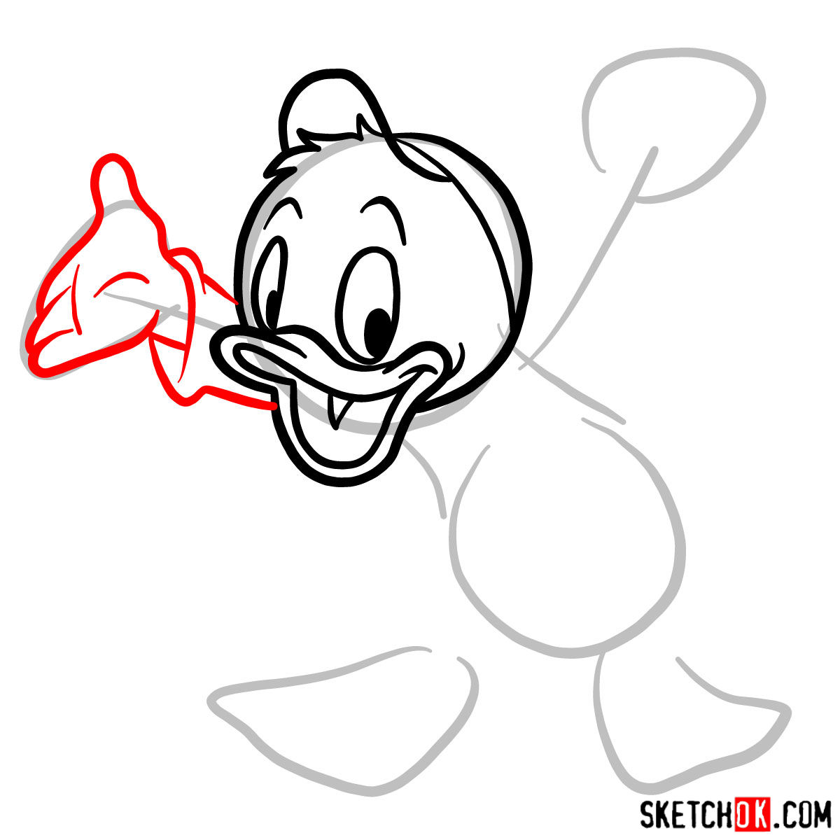 How to draw Huey Duck - step 05