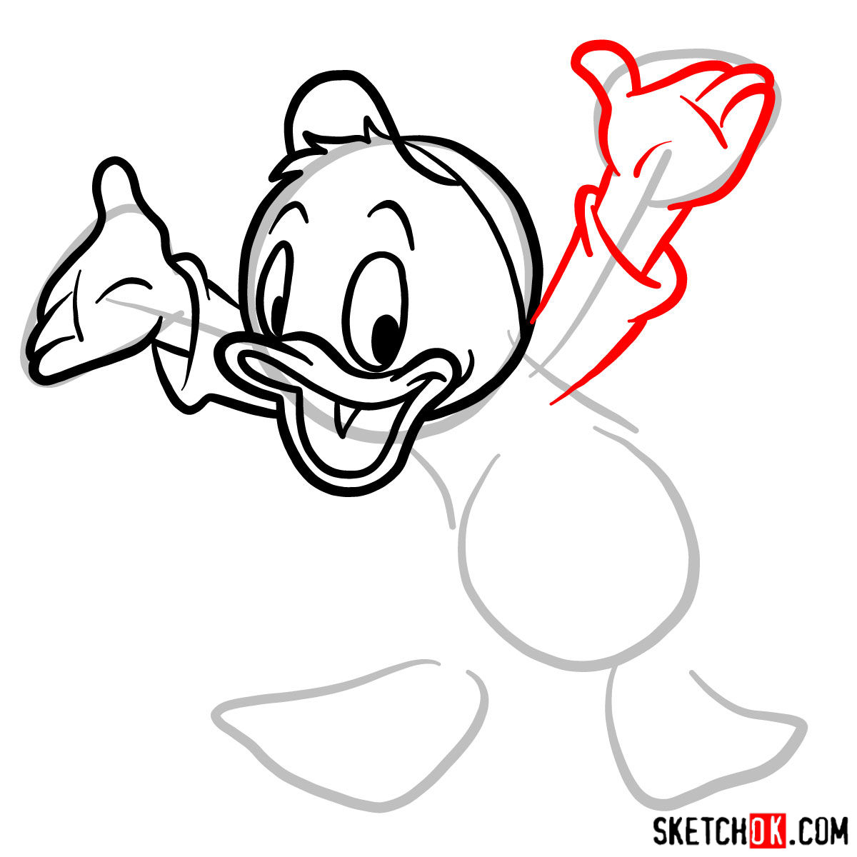 How to draw Huey Duck -  step 06