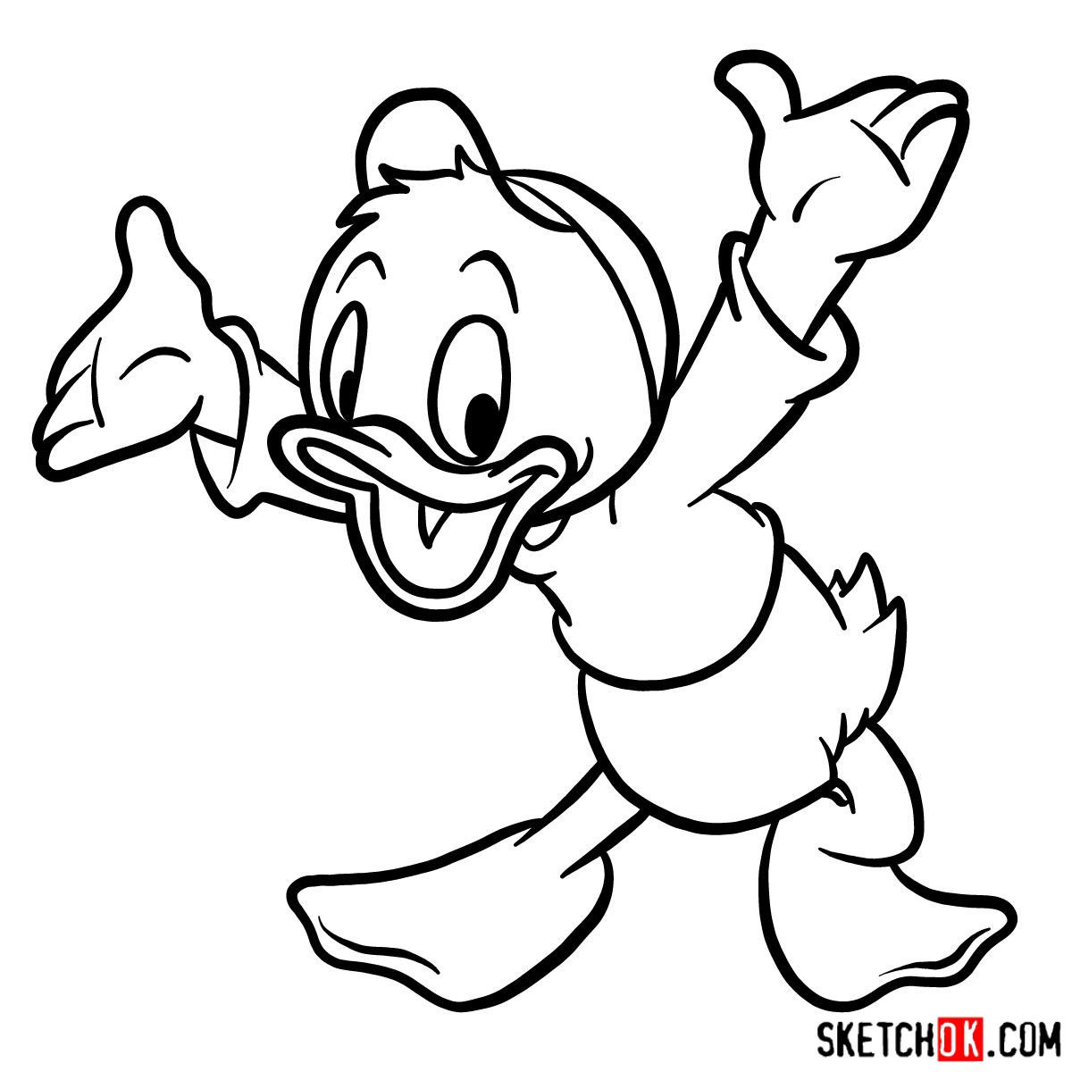 How to draw Huey Duck - step 10