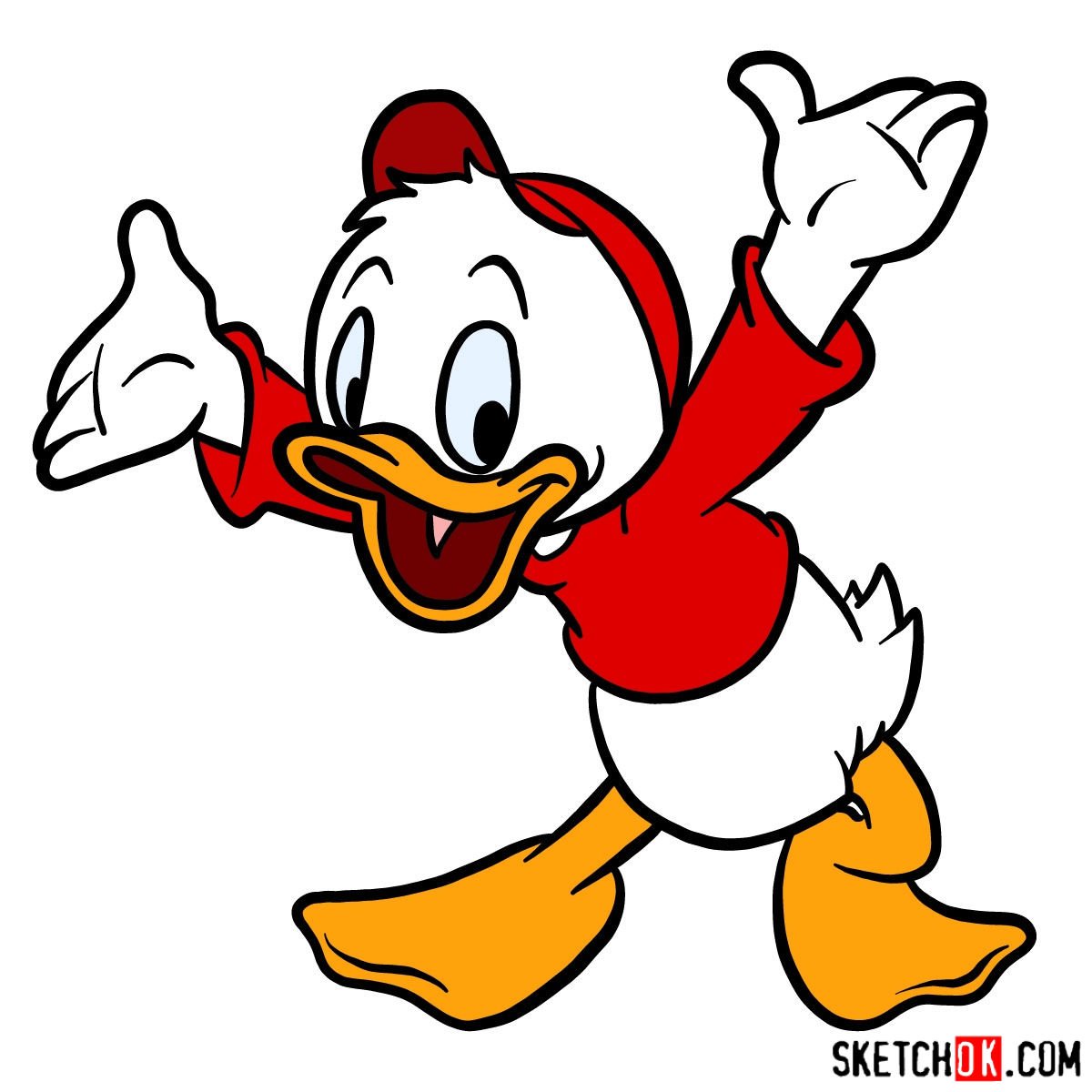 How to Draw Huey The Mischievous Classic Disney Duck