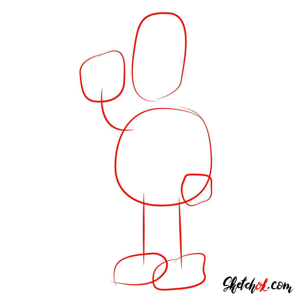 How to draw Homer Simpson eating a donut - step 01