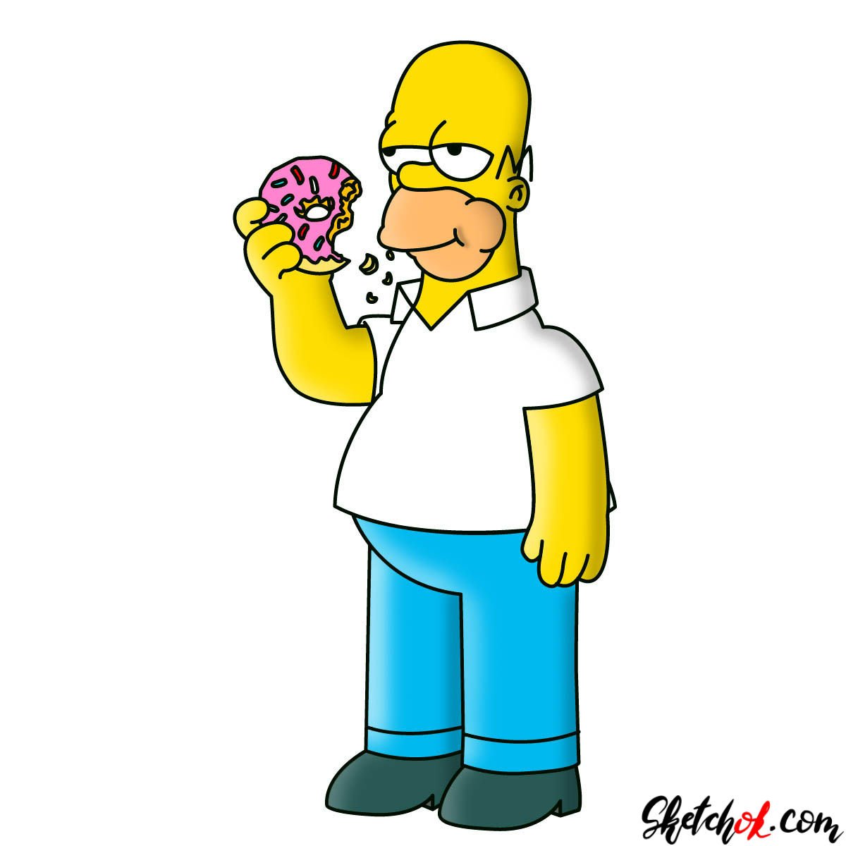 How to draw Homer Simpson eating a donut