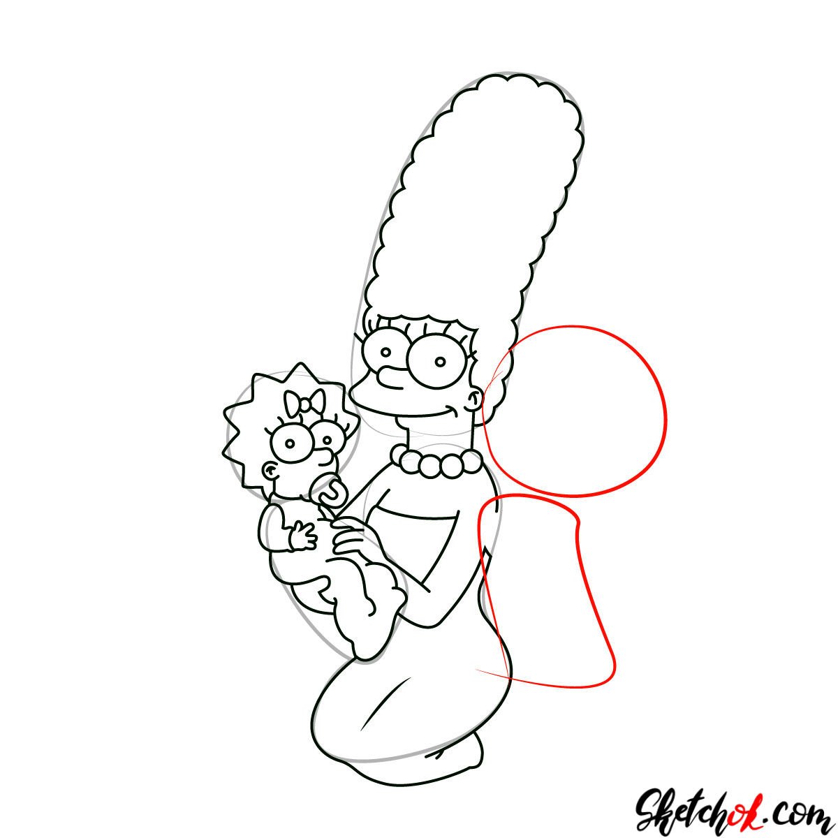 How to draw the Simpsons Family - step 10