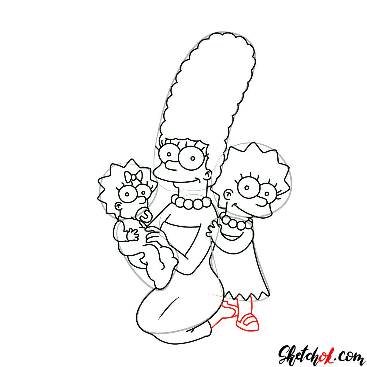How to draw the Simpsons Family - step 14