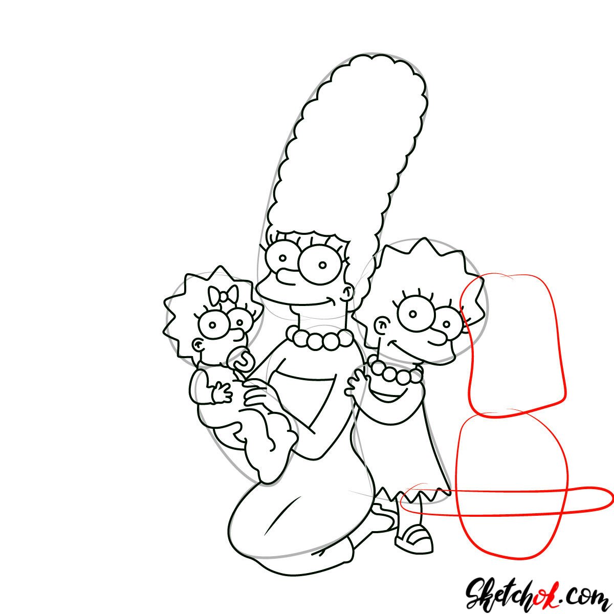 How to draw the Simpsons Family - step 15