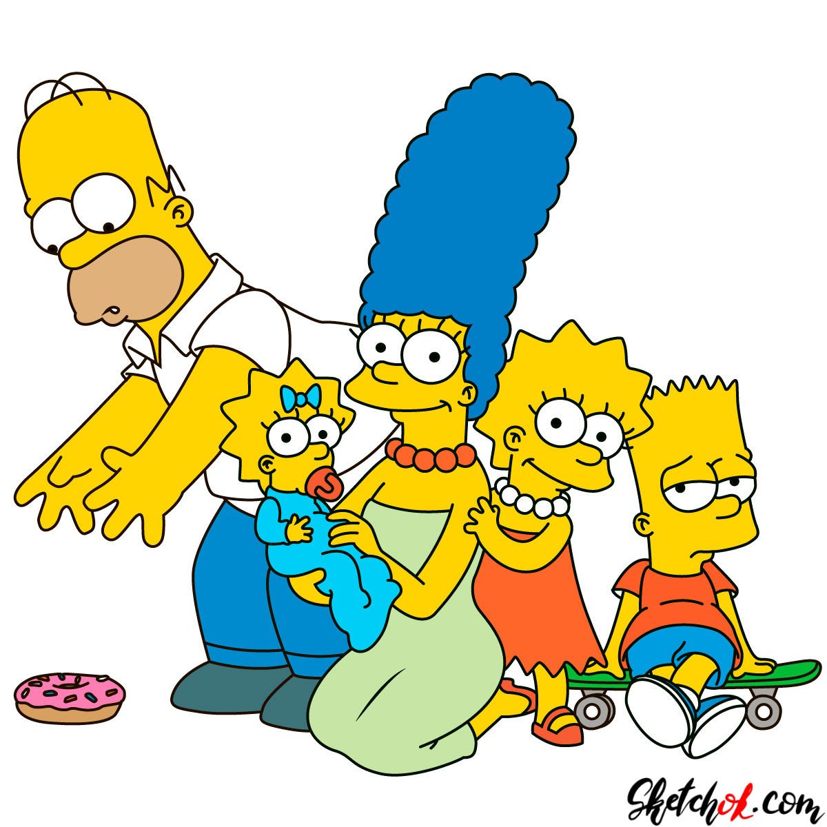 How to draw the Simpsons Family - step 31