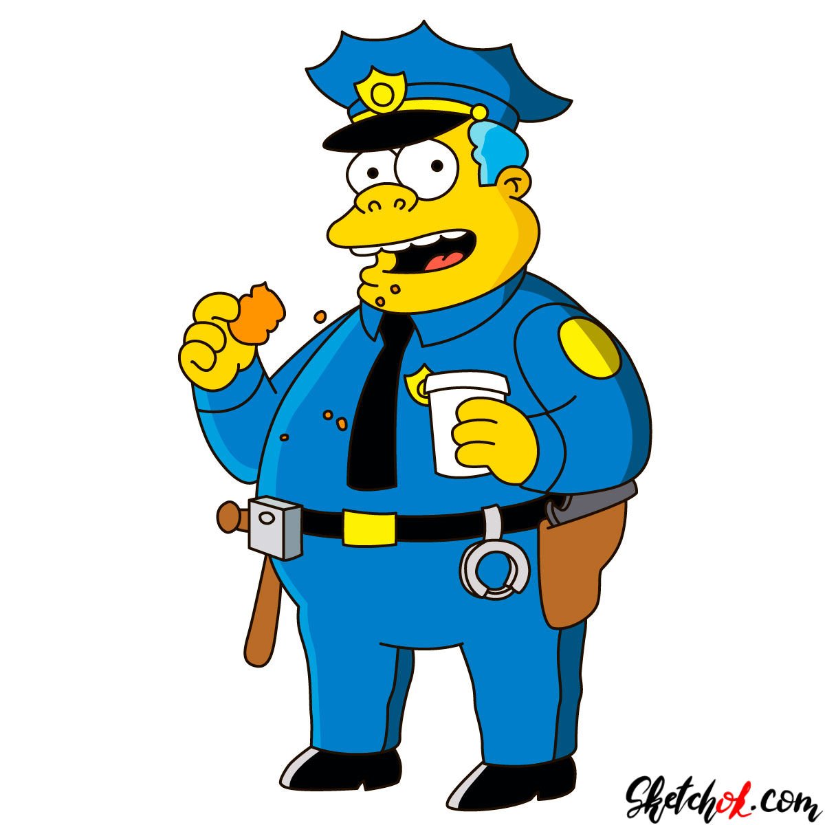 How to draw  Chief Clancy Wiggum