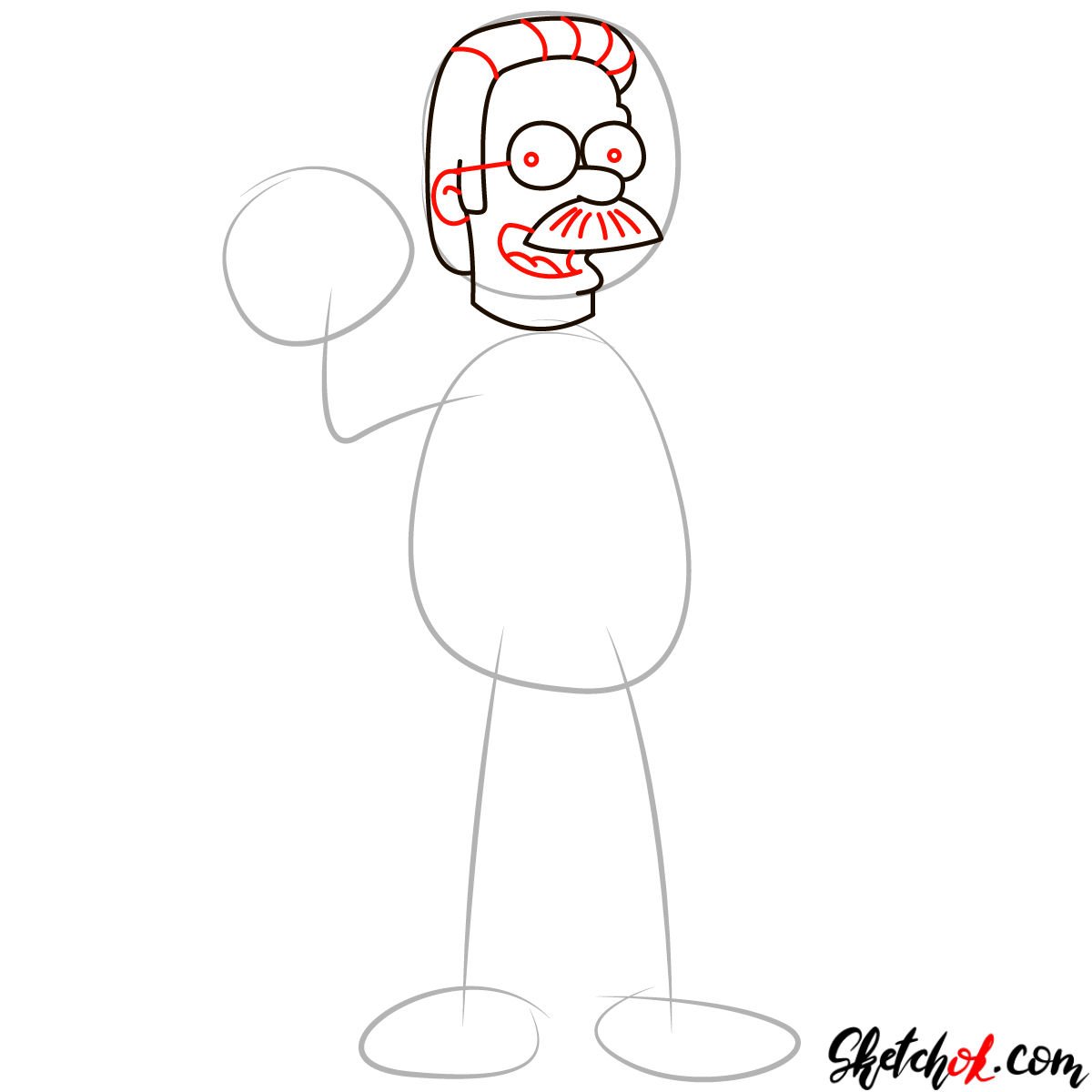 How to draw Ned Flanders - step 04