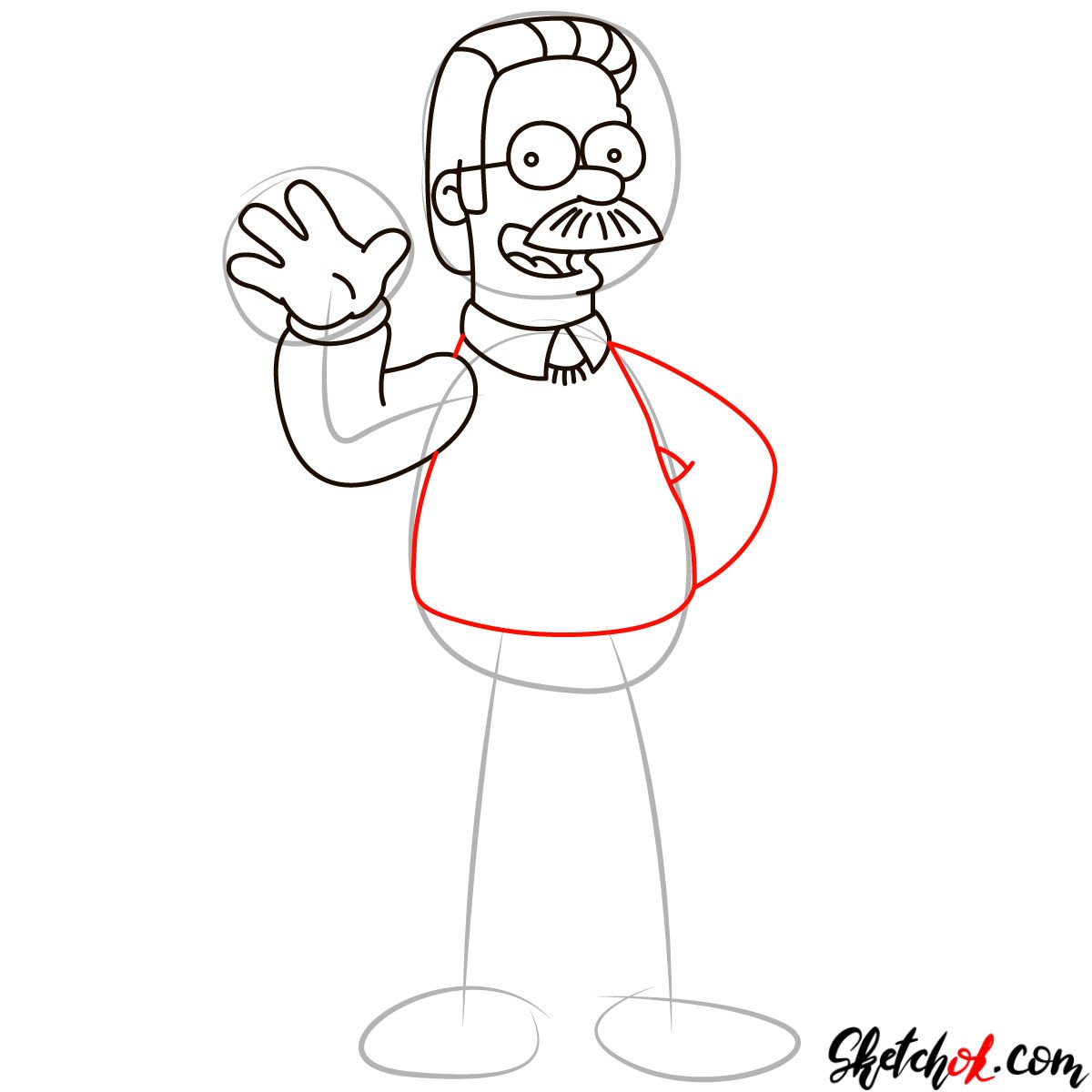 How to draw Ned Flanders - step 07