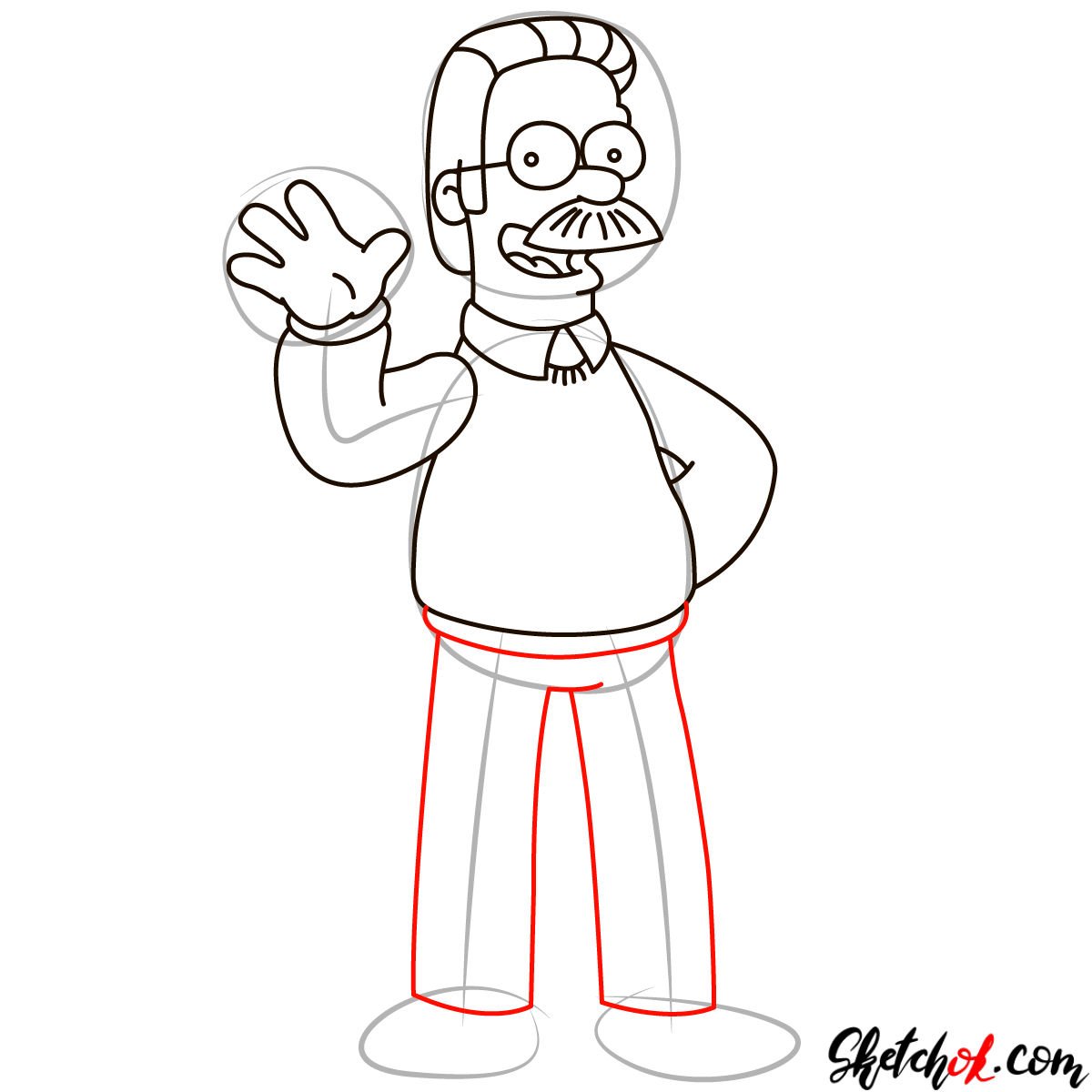 How to draw Ned Flanders - step 08
