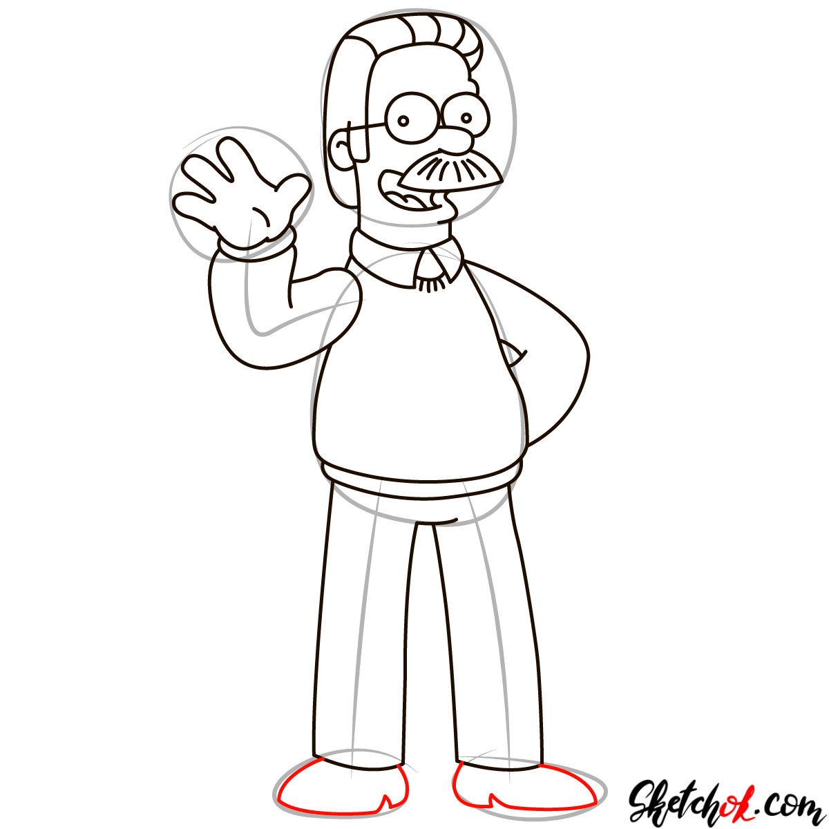 How to draw Ned Flanders - step 09