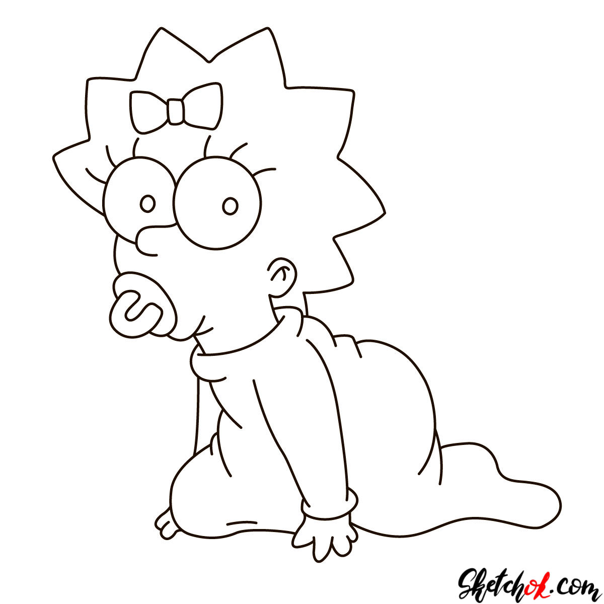 How to draw Maggie Simpson - step 07
