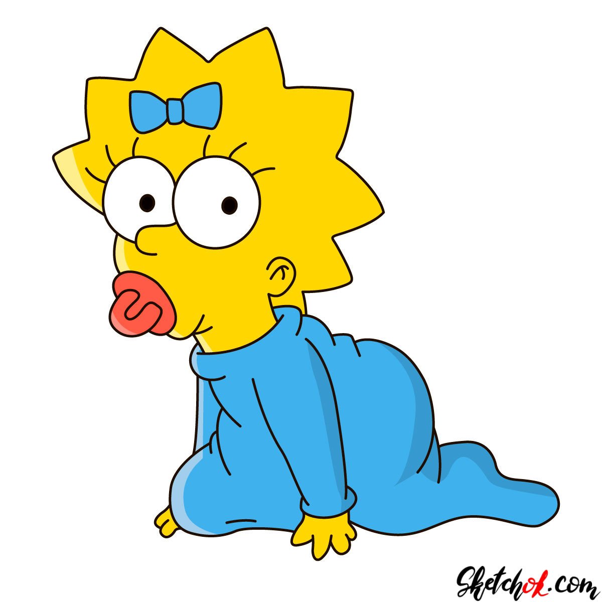 How to draw Maggie Simpson