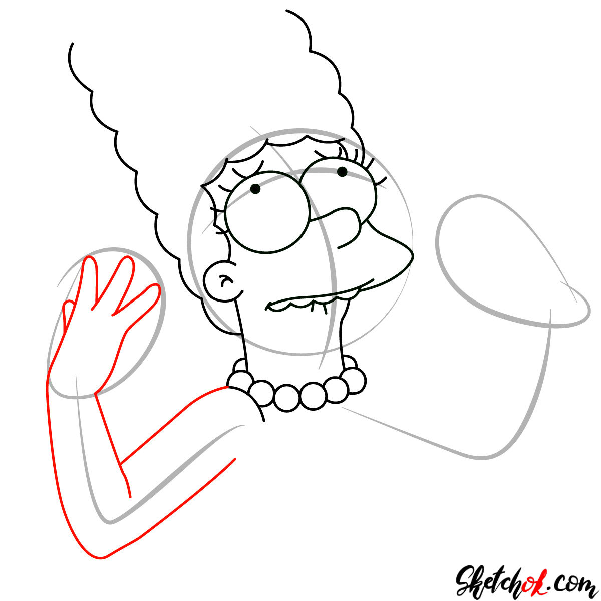 How to draw indignant Marge Simpson - step 06