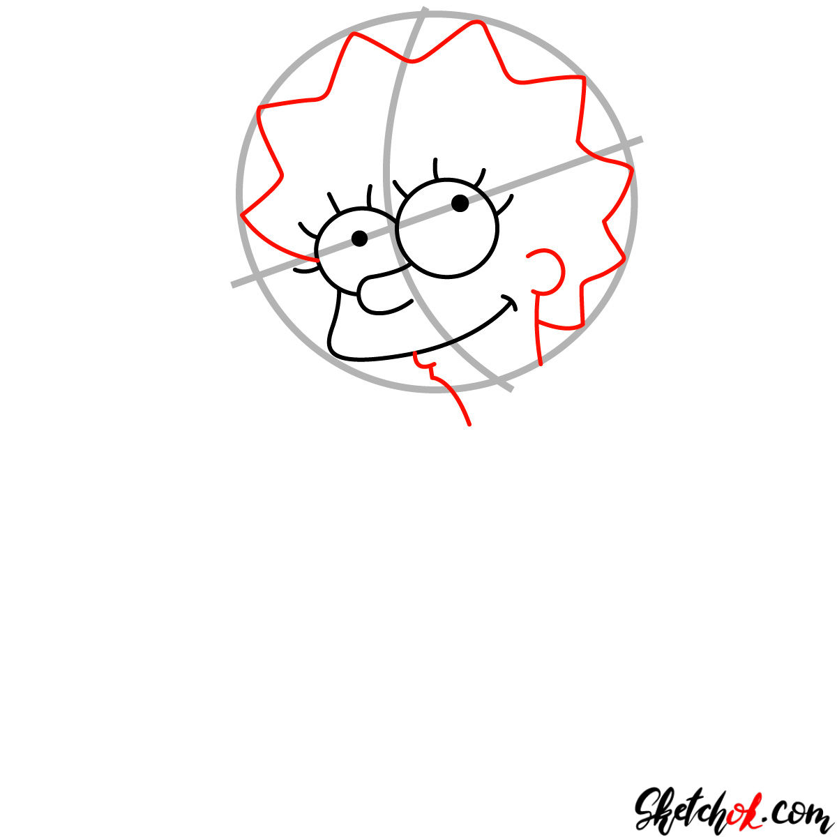 How to draw cute Lisa Simpson - step 03