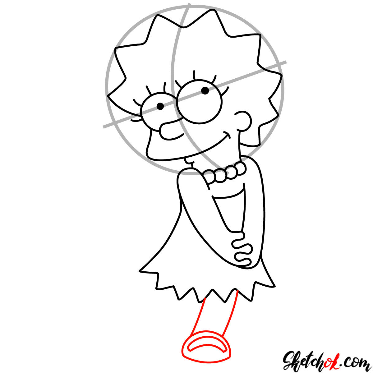 How to draw cute Lisa Simpson - step 07
