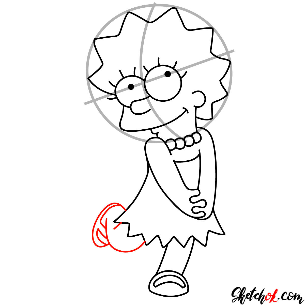 How to draw cute Lisa Simpson - step 08