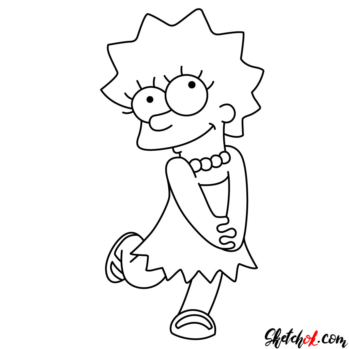 How to draw cute Lisa Simpson Step by step drawing tutorials