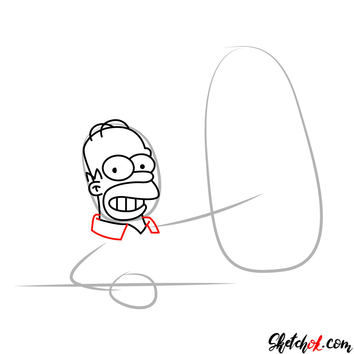 How to draw Homer with a Duff beer bottle - step 05