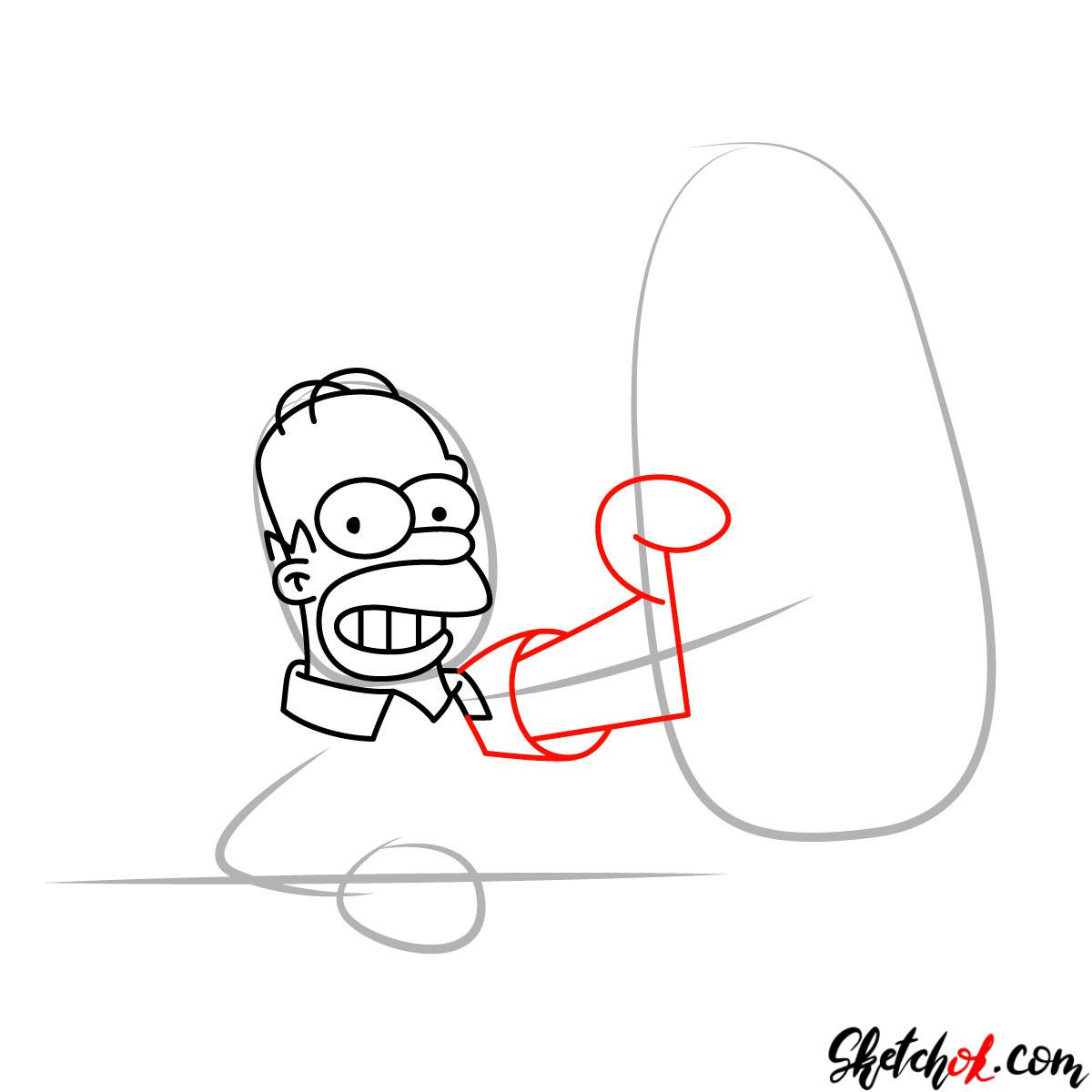 How to draw Homer with a Duff beer bottle - step 06