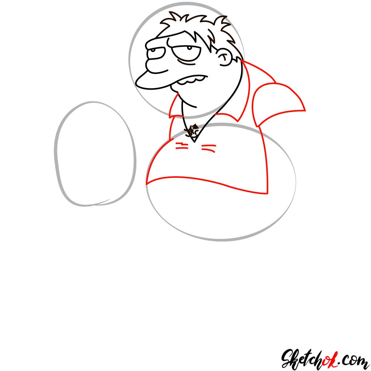 How to draw Barney with a cup of beer - step 06