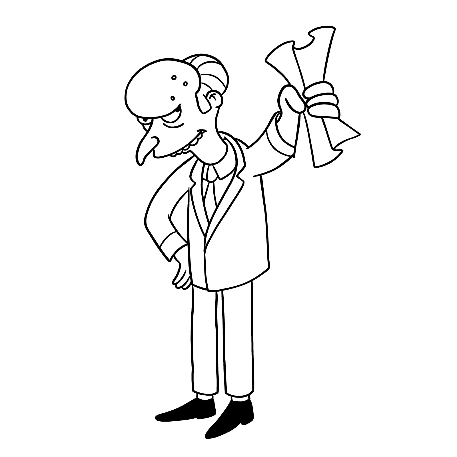 How to draw Monty Burns with dollars in his hand - step 27