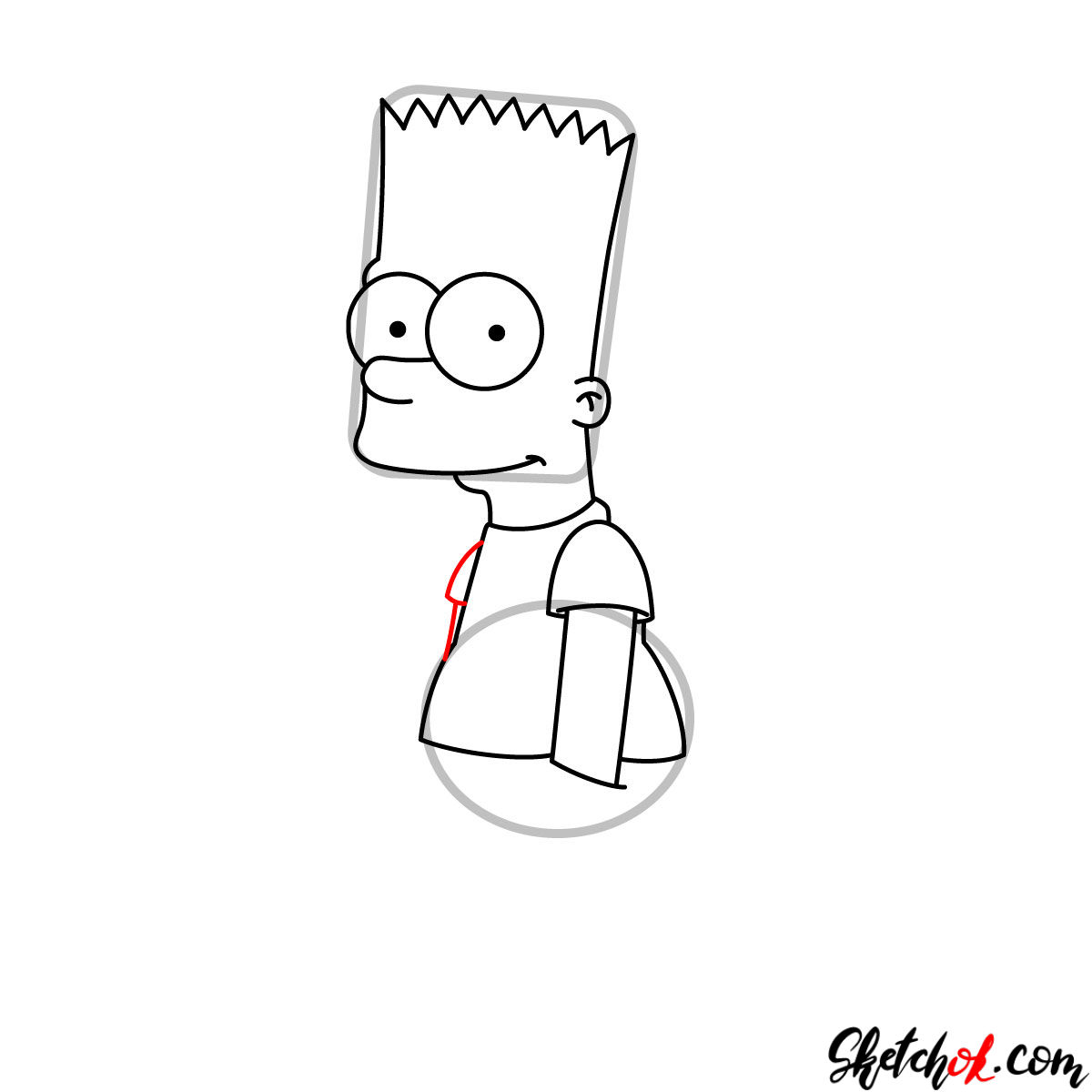 How to draw Bart Simpson - step 06