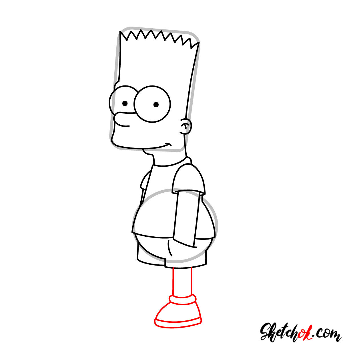 How to draw Bart Simpson - step 08