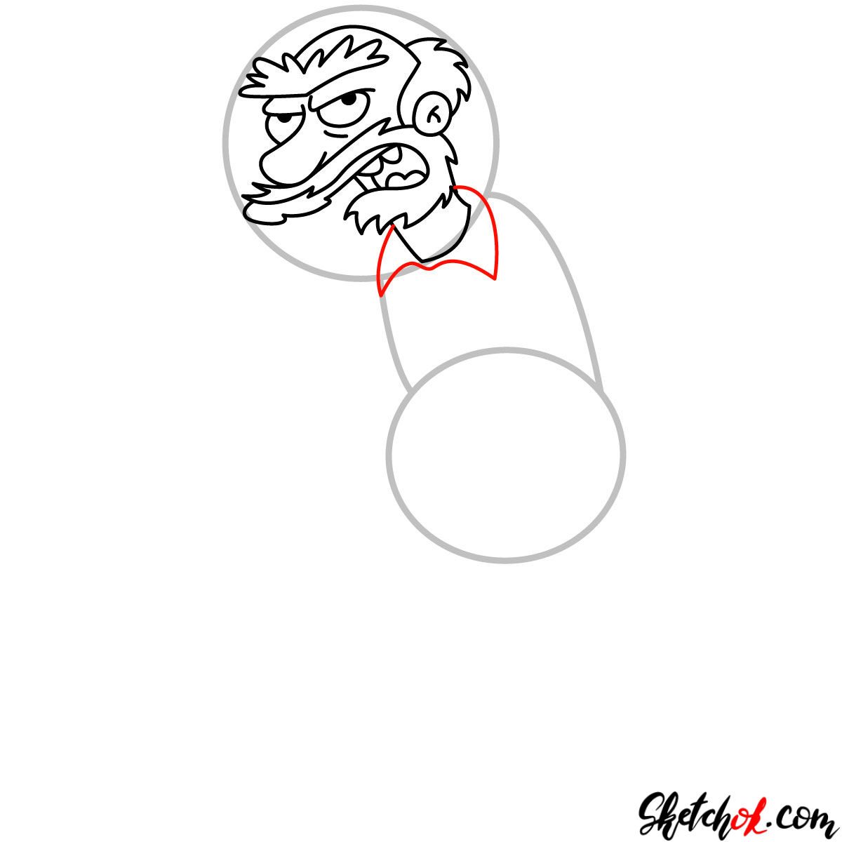 How to draw Groundskeeper Willie with a shovel - step 06