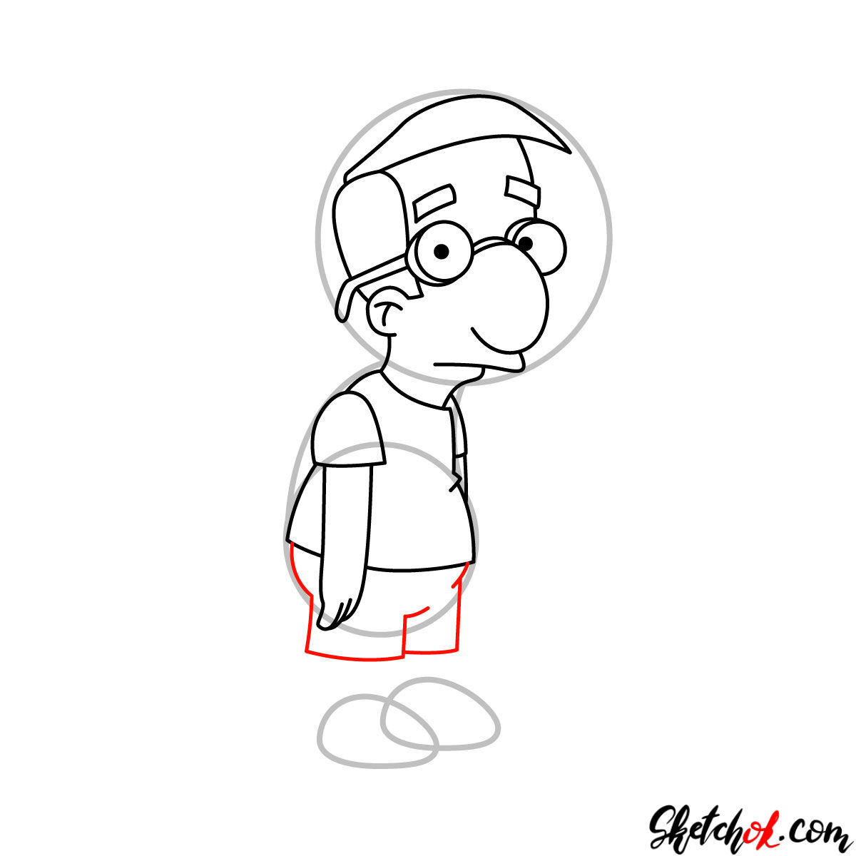 How to draw Milhouse Van Houten - step 07