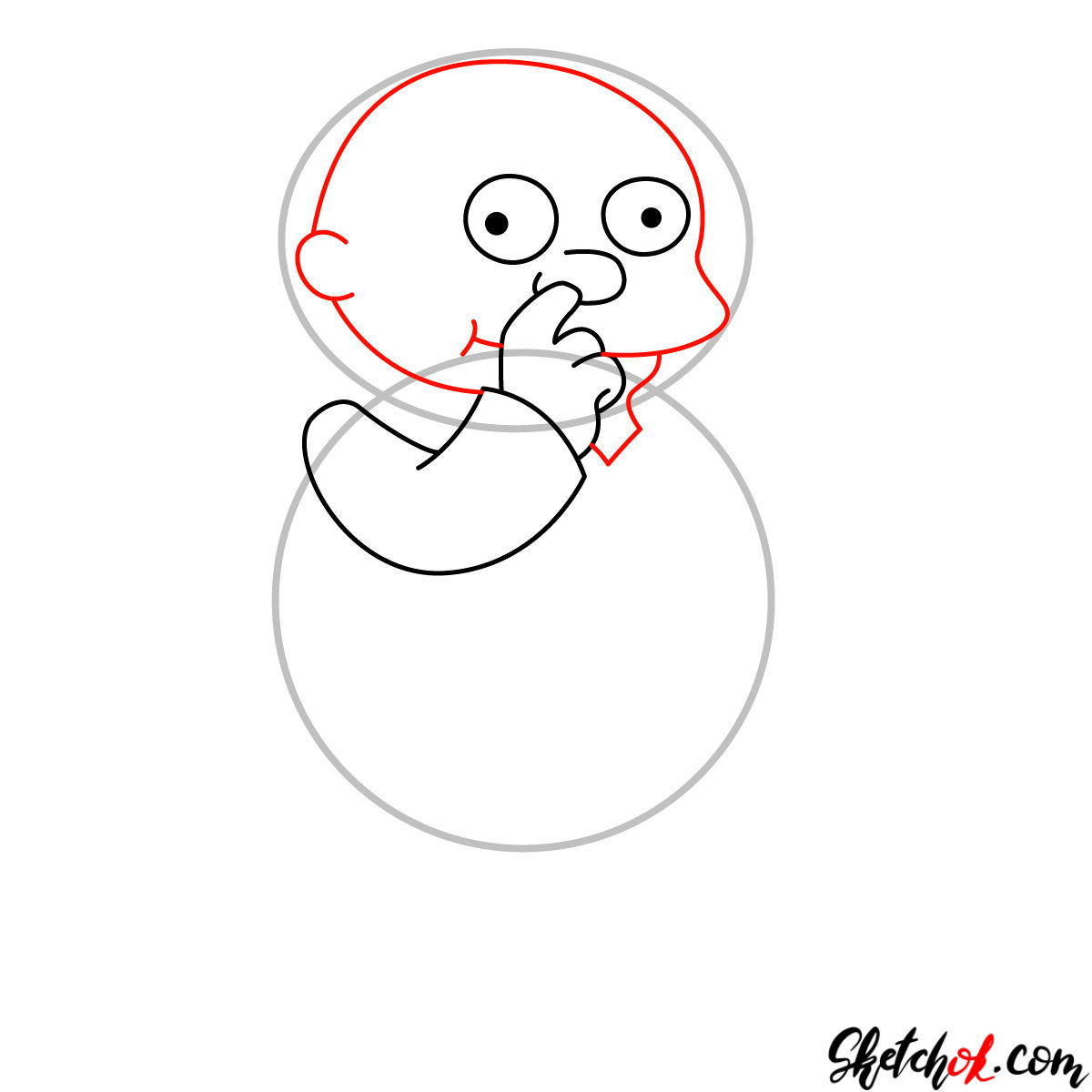 How to draw Ralph Wiggum picking his nose - Step by step drawing tutorials