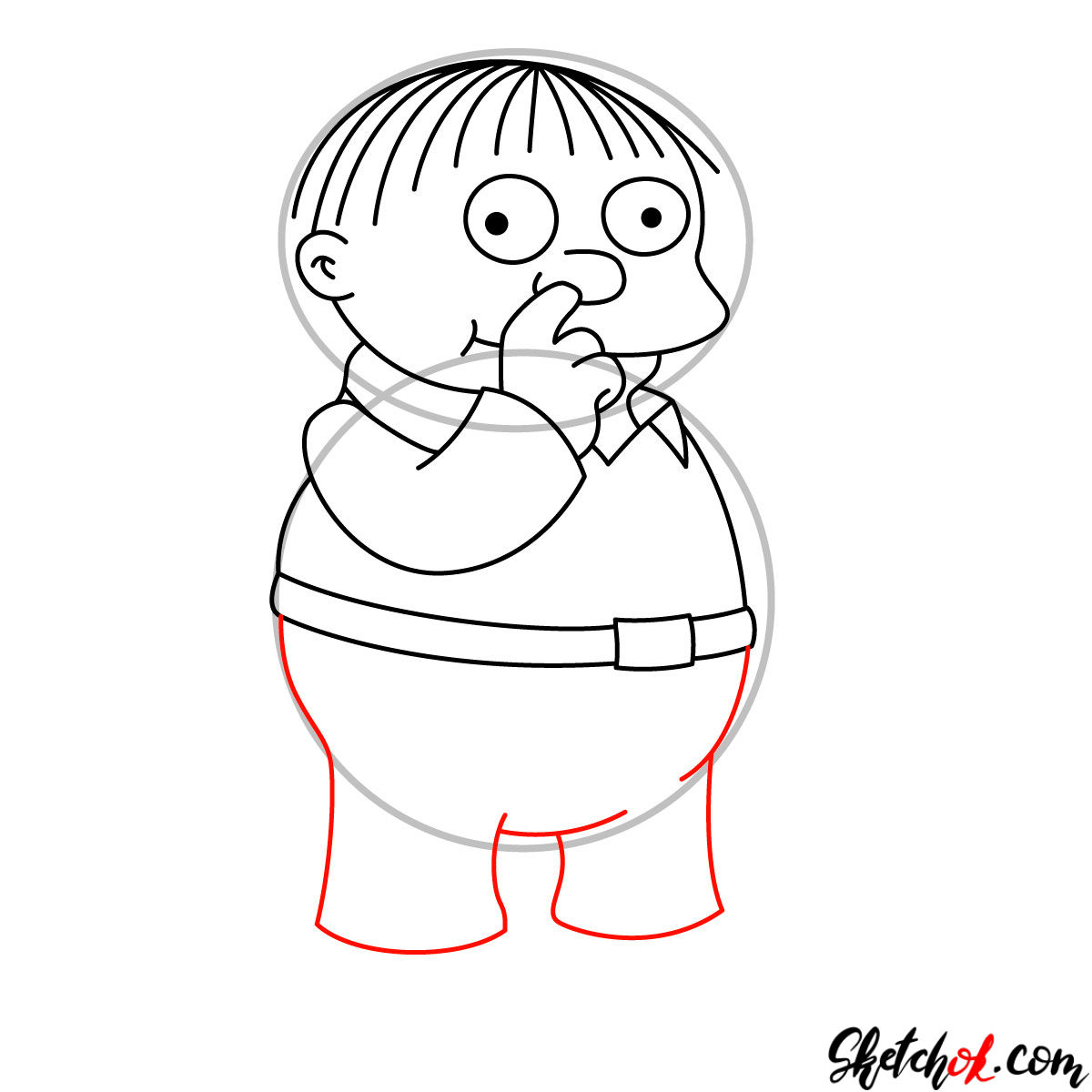 How to draw Ralph Wiggum picking his nose - step 07