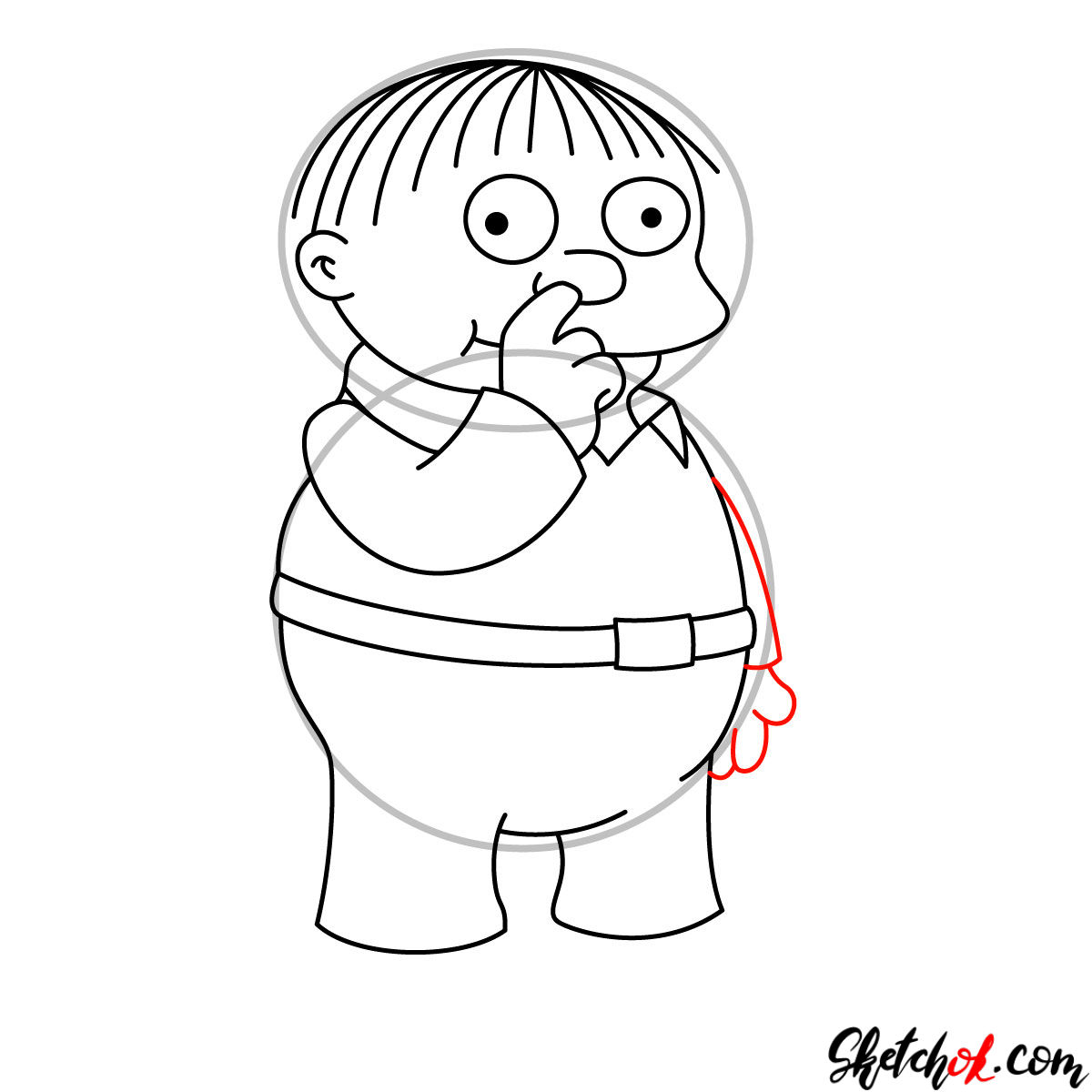 How to draw Ralph Wiggum picking his nose - step 08