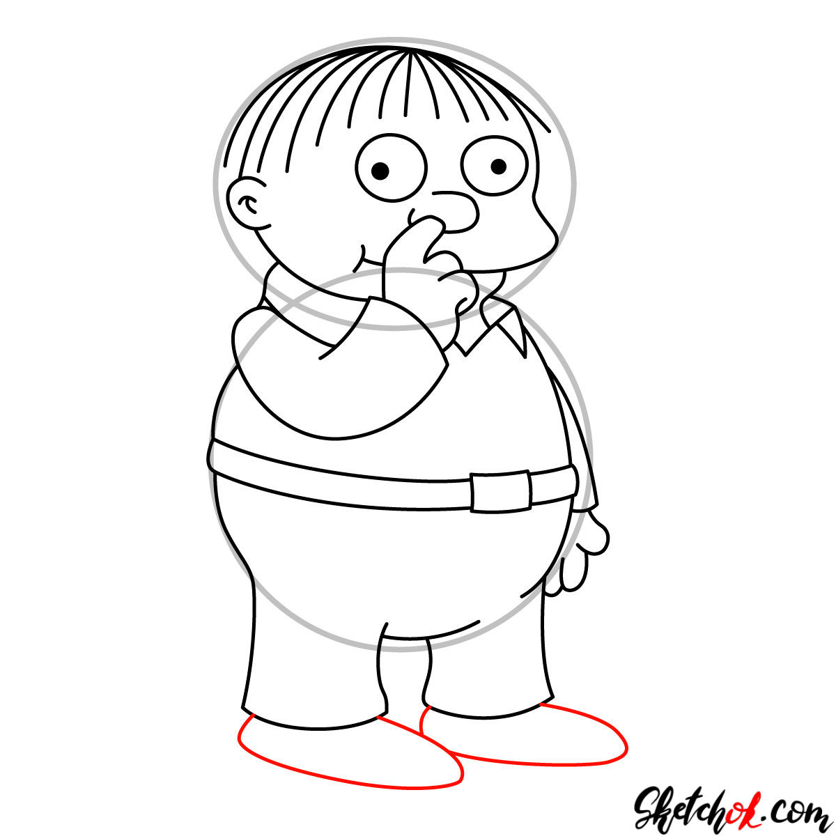 How to draw Ralph Wiggum picking his nose - step 09