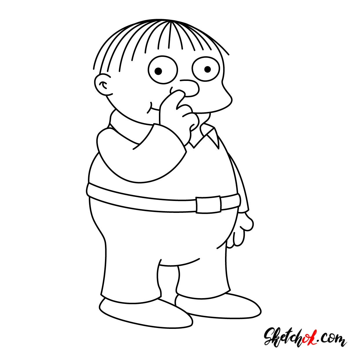 How to draw Ralph Wiggum picking his nose - step 10